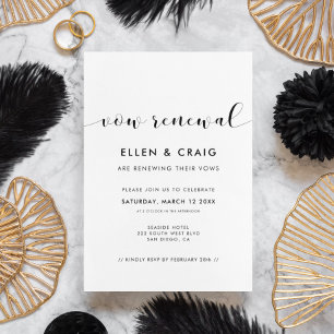 Elegant black and white Wedding Vow renewal Invitation