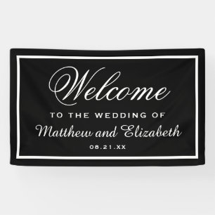 Elegant Black and White Wedding Welcome Banner