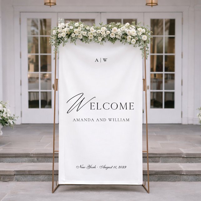 Elegant Black and White Wedding Welcome Banner (Creator Uploaded)