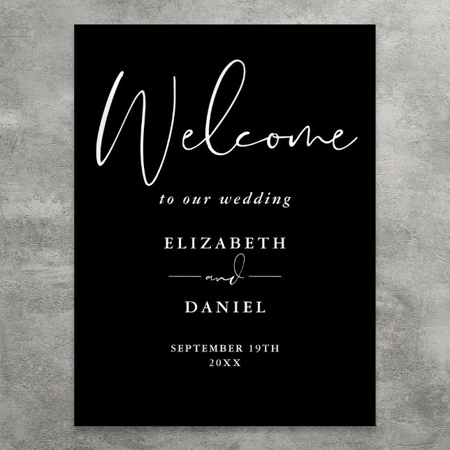 Elegant Black And White Wedding Welcome Sign (Elegant Black And White Wedding Welcome Sign)