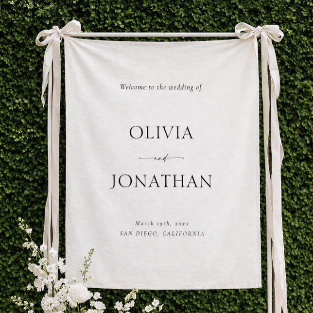 Elegant Black and White Wedding Welcome  Tapestry (Creator Uploaded)