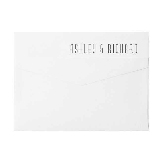 Elegant black and white wedding wrap around label (Back)