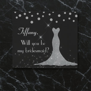Elegant Black and White Will you be my bridesmaid? Invitation
