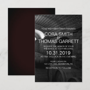 Elegant Black and White Wine Cellar Wedding Card