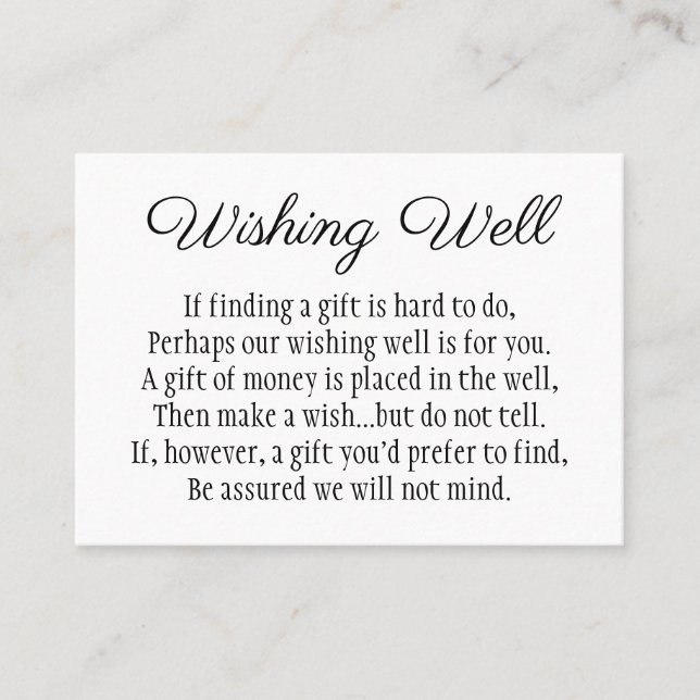 Elegant Black and White Wishing Well Wedding Card (Front)
