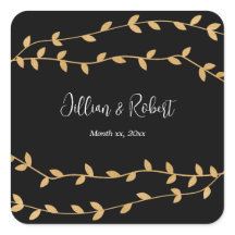 Elegant Black and White with Gold Leaves Wedding