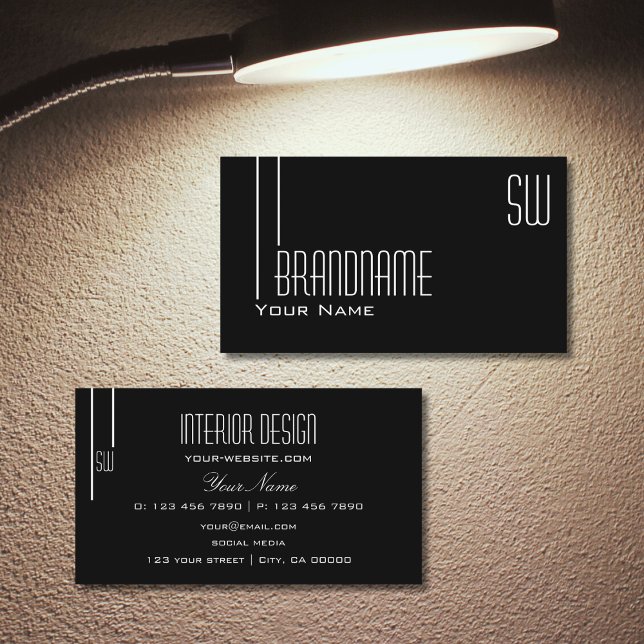 Elegant Black and White with Monogram Professional Business Card (Creator Uploaded)