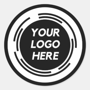 Elegant Black and White Your Logo Here Classic Round Sticker