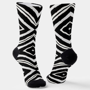 Elegant Black and White Zebra Animal Pattern   Socks