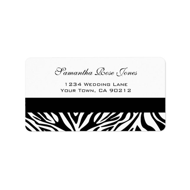 Elegant Black and White Zebra Custom Address Label (Front)