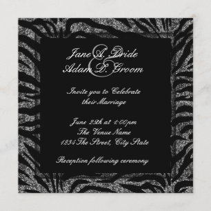 Elegant Black and White Zebra Wedding Invitation