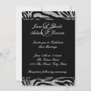 Elegant Black and White Zebra Wedding Invitation