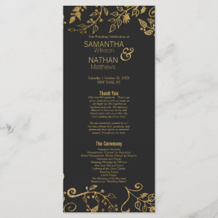 Elegant Black and Yellow Gold Floral Programs Programme