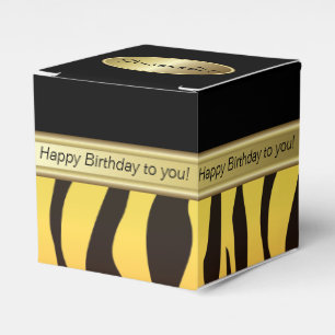 Elegant Black and Yellow Orange Zebra   Birthday Favour Box