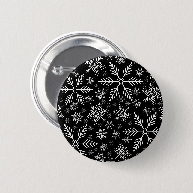 Elegant Black Aqua White Winter Snowflake  6 Cm Round Badge (Front & Back)