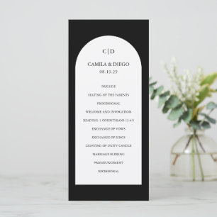 Elegant Black Arch Modern Wedding Programme