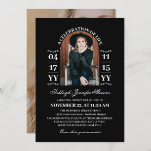 Elegant Black Arch Photo A Celebration of Life Invitation