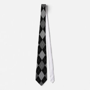 Elegant black argyle pattern wedding tie