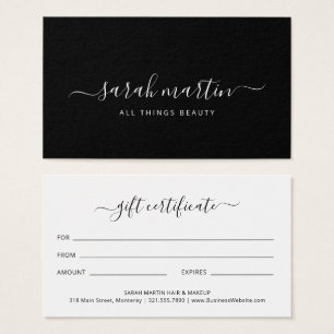 Elegant Black Beauty Salon Gift Certificate