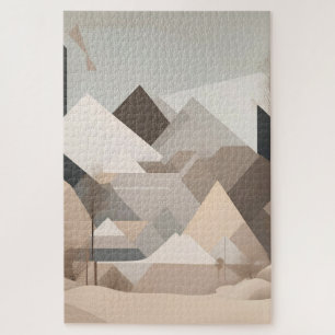 Elegant Black Beige Abstract Landscape Jigsaw Puzzle