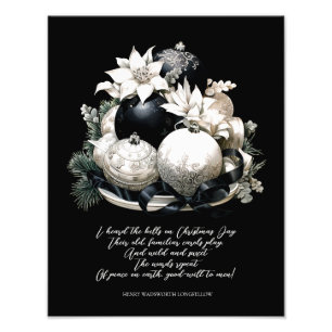 Elegant black beige Christmas poem ornament Photo Print