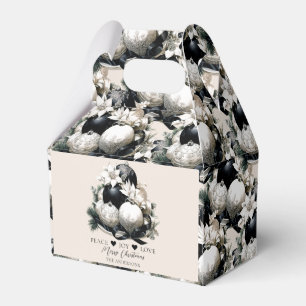 Elegant black beige ivory Christmas ornament Favour Box