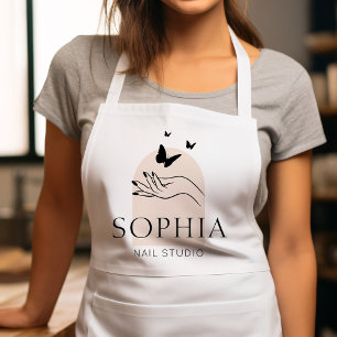 Elegant Black & Beige Nail Salon Manicure Apron