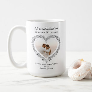 Elegant Black Best Husband Photo Valentines Day Coffee Mug