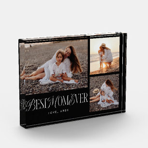 Elegant Black Best Mum Ever Collage Photo Block