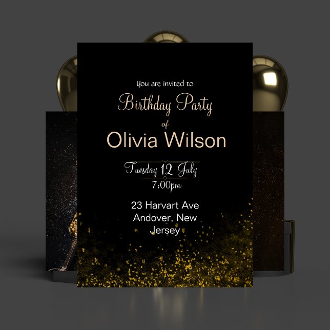 Elegant Black Birthday Card (Creator Uploaded)