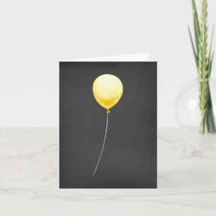 Elegant Black Birthday Card with Yellow Balloon