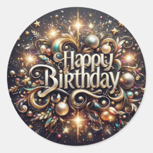 Elegant black birthday Sticker