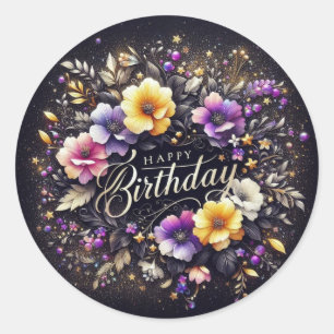 Elegant Black Birthday Sticker