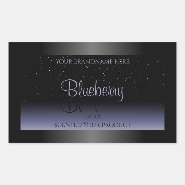 Elegant Black Blue Gradient Product Labels Glitter (Front)