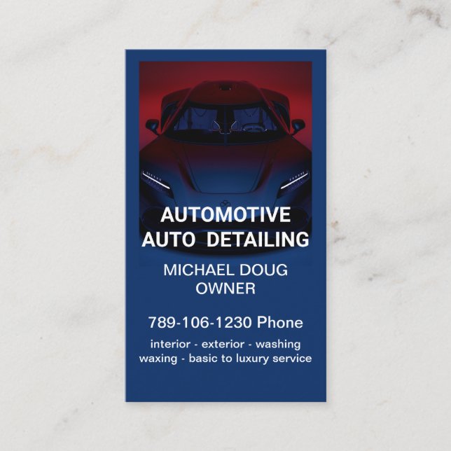 Elegant Black Blue Mobile Auto Car Wash Detailing  Business Card (Front)