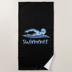 Elegant Black Blue swimmer ,Swim Swimming Pool Beach Towel