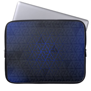 Elegant Black-Blue Triangle Pattern Laptop Sleeve