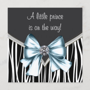 Elegant Black Blue Zebra Baby Shower Invitation