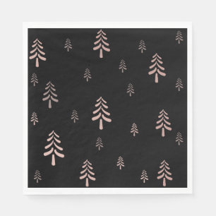 Elegant black blush pink Christmas tree Napkin