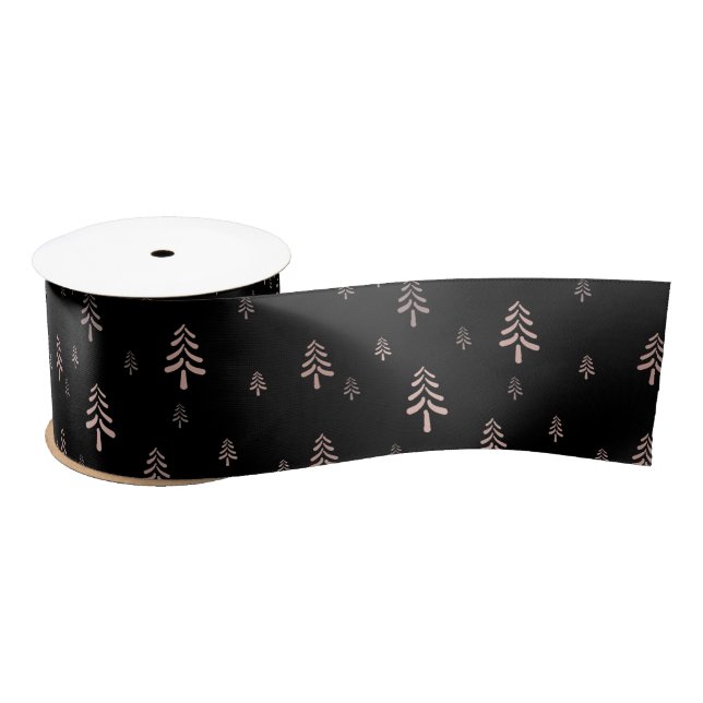 Elegant black Blush Pink Christmas Tree Satin Ribbon (Spool)
