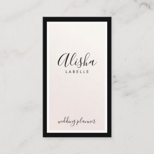 Elegant Black & Blush Pink Pearl Business Card
