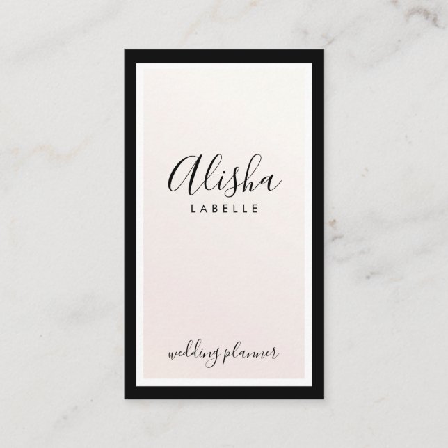 Elegant Black & Blush Pink Pearl Business Card (Front)
