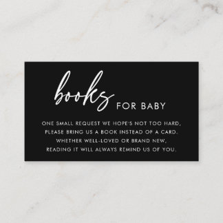 Elegant Black Books for Baby Shower Enclosure Card
