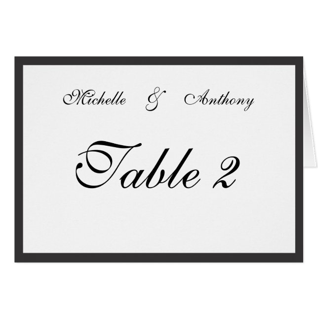 Elegant Black Border Reception Table Card (Front Horizontal)