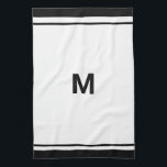 Elegant Black Border Script Monogram Letter  Tea Towel<br><div class="desc">Name Kitchen Towel
Modern Stylish Elegant  Monogram Script Name Kitchen Towel</div>