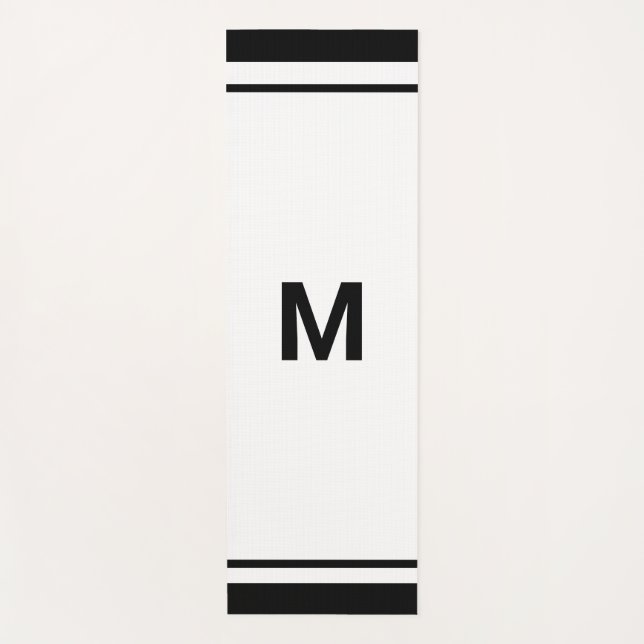 Elegant Black Border Script Monogram Letter  Yoga Mat (Front)
