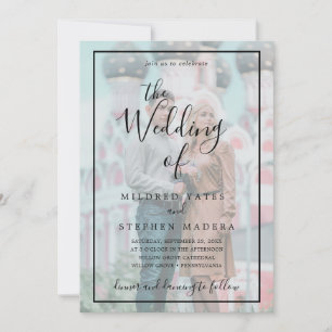 Elegant Black Border Vellum Effect Photo Wedding Invitation