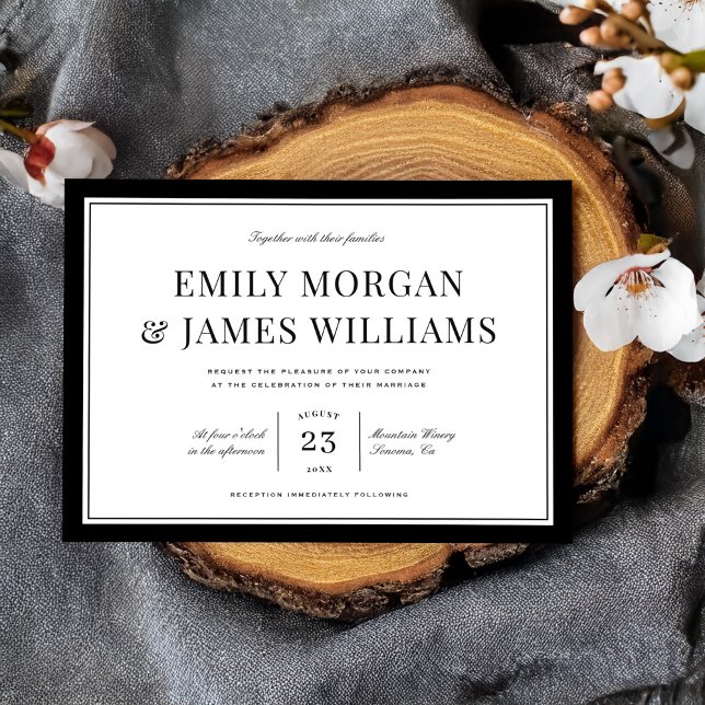 Elegant Black Border Vintage Wedding Invitation  (Creator Uploaded)