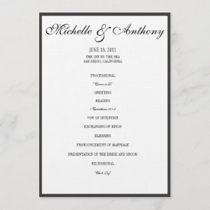 Elegant Black Border Wedding Program Programme