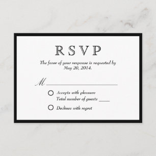 Elegant Black Border Wedding RSVP Card
